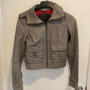 Superdry leather bomber jacket